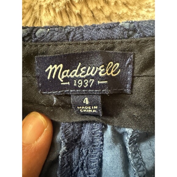 Madewell Button-Tab Eyelet Shorts in Blue Sz 4 Preppy Coquette Beach Y2K - Picture 5 of 6